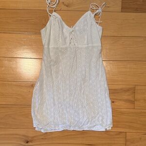 Lulu's Ivory Eyelet Dress with Bow Detail